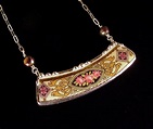 Broken China Jewelry necklace antique roses ornate china