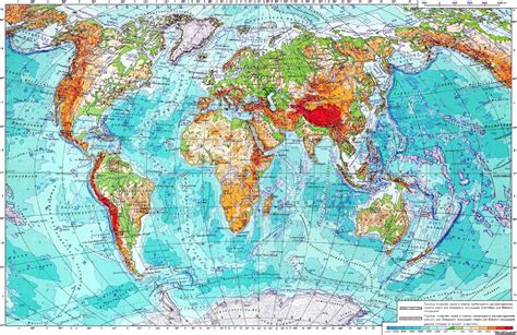 Подробная физическая карта Мира на русском Raster Maps Карты всего