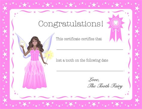 Tooth Fairy Certificate Printable Girl That Are Old Fashioned Blank
