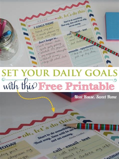 Setting Daily Goals • Free Printable To Organize Your Day Free
