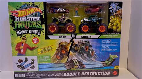 Hot Wheels Monster Trucks Roarin Rumble Playset Review Youtube