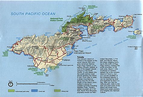 Large Detailed Road And Relief Map Of Tutuila Island American Samoa