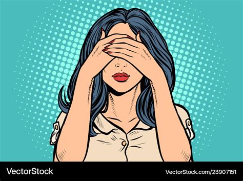 Woman Covered Her Eyes Royalty Free Vector Image