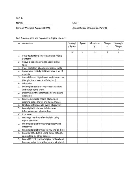 Questionnaire Part 1 Name Sex General Weighted Average