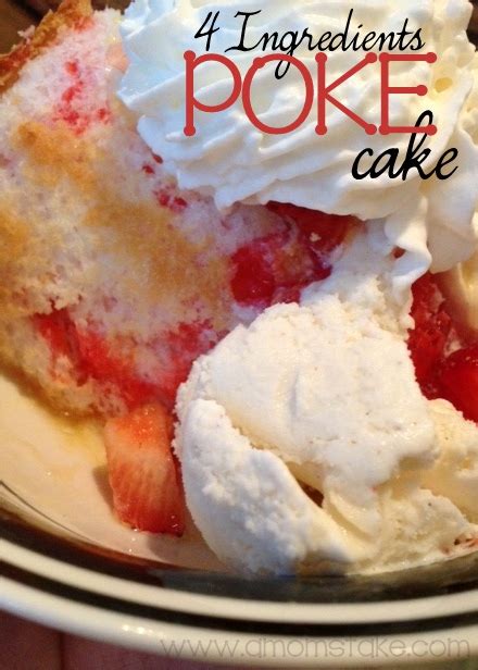 Take a serrated knife and around the top of cake make 2 circles, space far enough apart. Strawberry Angel Food Poke Cake Recipe - A Mom's Take