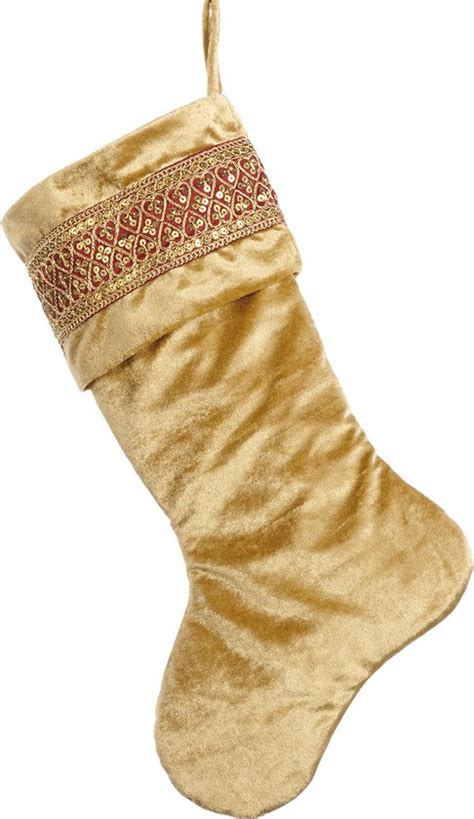 chique gouden christmas stocking van goodwill decoratie kerst sok