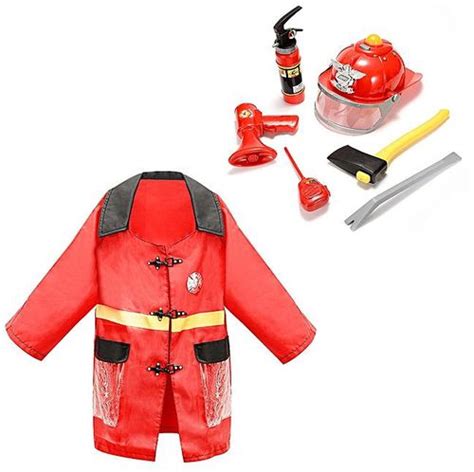 Generic 8 Pcs Fireman Gear Firefighter Costume Role Play Toy Set For