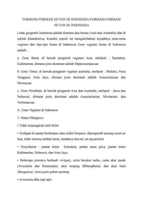 Catatan Formasi Formasi Formasi Hutan Di Indonesia Formasi