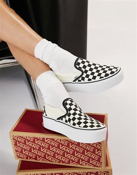 Vans Classic Slip On Stackform Sneakers In Checkerboard Asos Vans