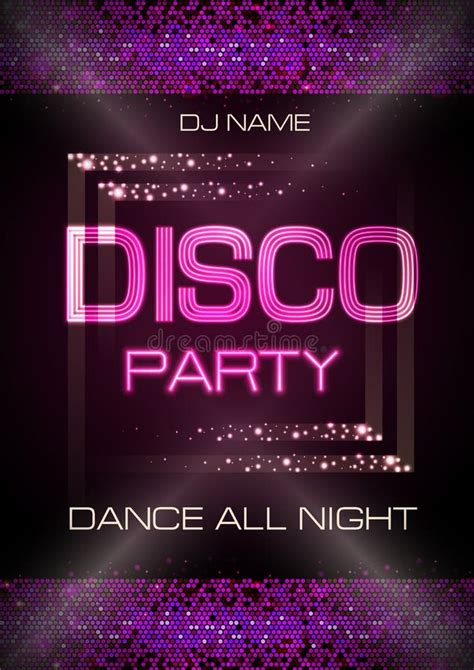 Neon Sign Disco Party Poster Stock Vector Illustration Of Geometry