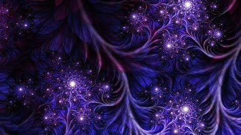 Dark Purple Glittering Flowers Fractal Hd Abstract Wallpapers Hd
