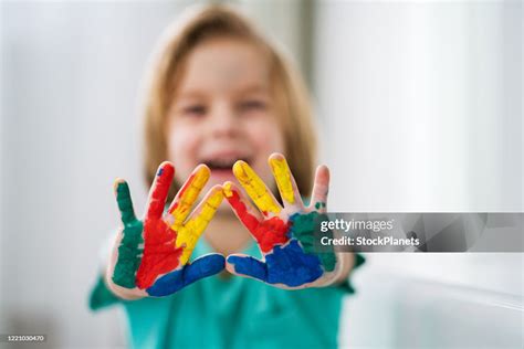 Closeup The Boys Hands Covered By Color High Res Stock Photo Getty Images