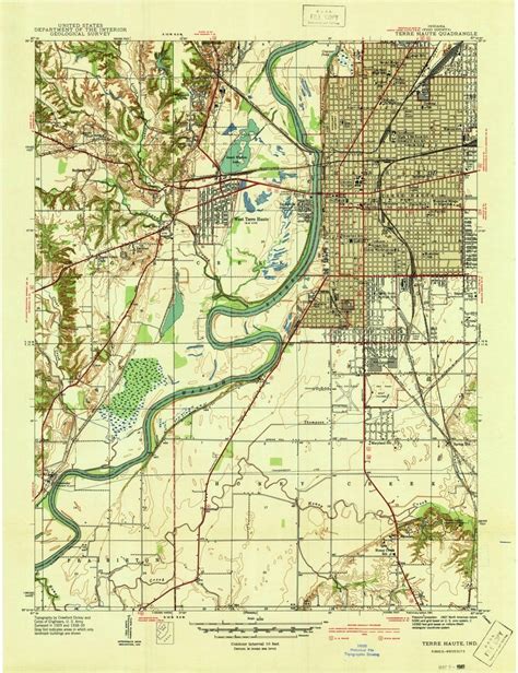 1941 Terre Haute In Indiana Usgs Topographic Map Historic Pictoric