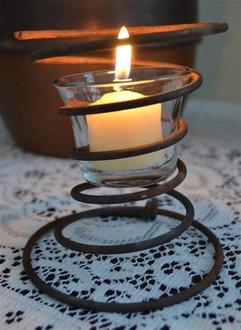 Steampunk Industrial Style Rustic Bed Spring Candle Holder Etsy Bed