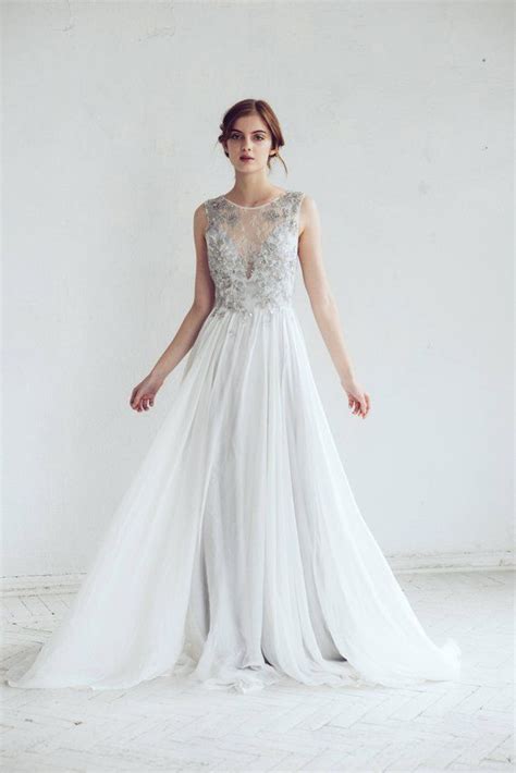 Silver Gray Wedding Dress Lobelia New Silk Wedding Gown Open Back