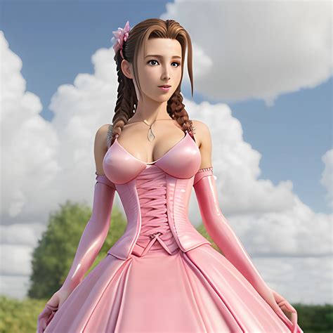 Photorealistic Image Of Aerith Gainsborough She Is Wearing Roma