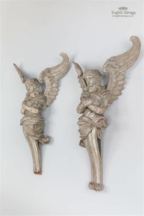 Rare 18th Century Pair Of Carved Angels