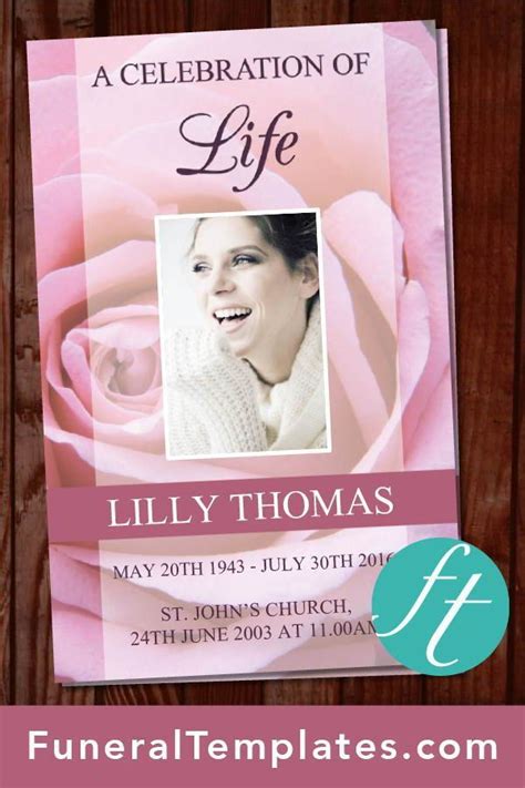 4 Page Pink Rose Funeral Program Template In 2020 Funeral Program