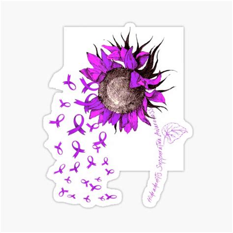 Hidradenitis Suppurativa Awareness Sunflower Purple Ribbon Sticker By
