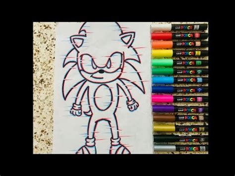 Drawing Sonic The Hedgehog With Posca Markers Glitch Effect Youtube