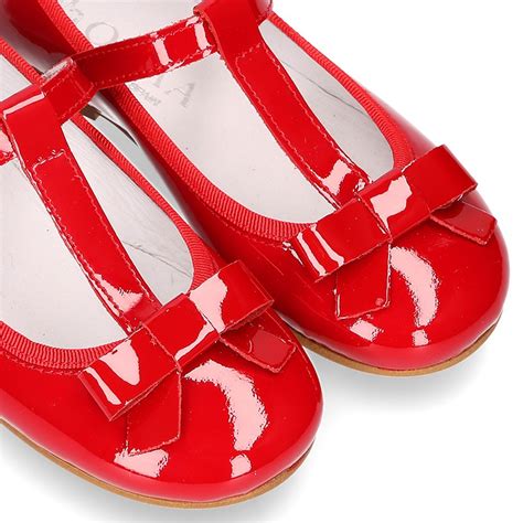 T Strap Little Mary Jane Shoes In Red Patent Leather