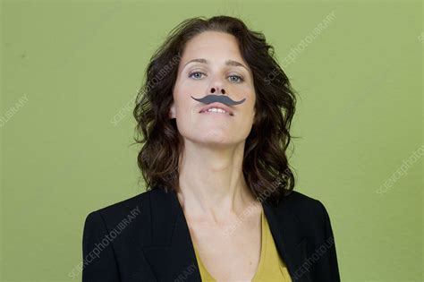 Woman Wearing Fake Moustache Stock Image F0064070 Science Photo Library