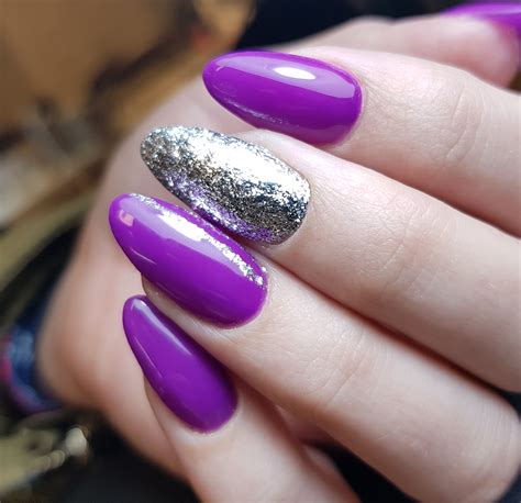 Purple And Silver Gel Nails Glitter Gel Nails Gel Nails Gel Nail
