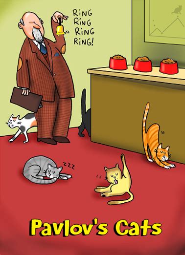 Send the gift of funny this year & it won't end up in the trash! Funny Birthday Card - "Pavlov's Cats" from CardFool.com