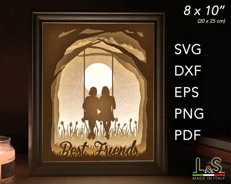 Layered Best Friends Shadow Box Template Lighted Shadow Box | Etsy