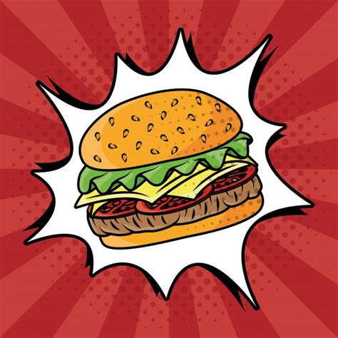 Free Vector Hamburger Fast Food Pop Art Style