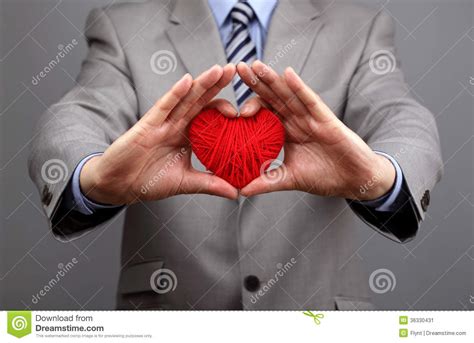 Businessmen Is Holding Out A Red Heart Stock Image Image Of