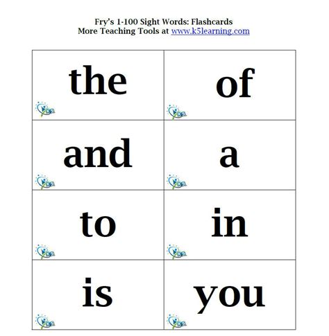 Fry Sight Words Flashcards K5 Learning Fry Sight Words Sight Word
