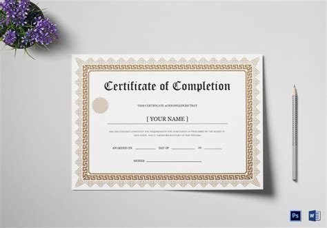 38 Completion Certificate Templates Free Word Pdf Psd Eps Format
