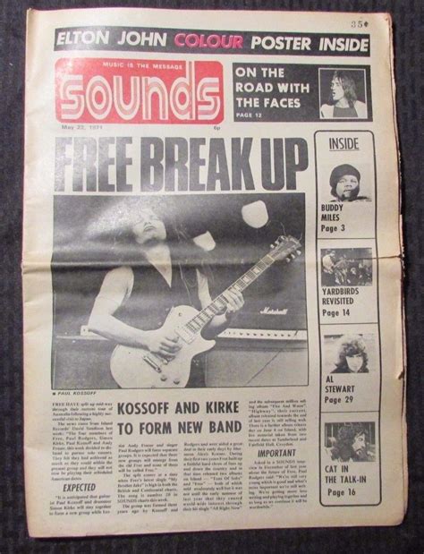 1971 Sounds Music Newspaper Vg May 22 Free Faces W Elton John
