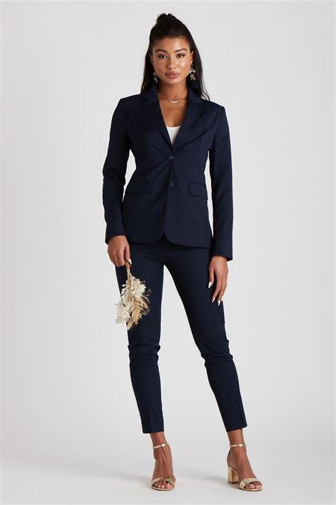 Womens Navy Blue Suit By Suitshop In 2021 Navy Suit Wedding Women