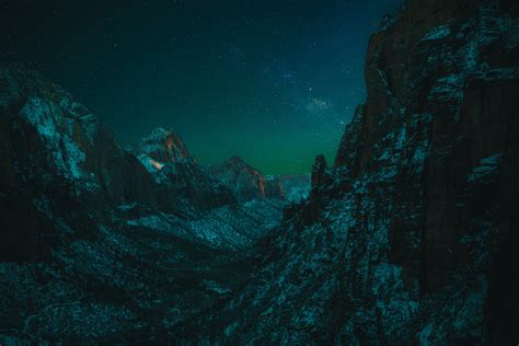 2560x1440 Landscape Forest Mountains In Night Sky 1440p Resolution