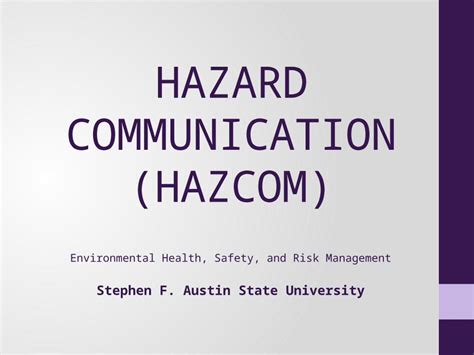 PPTX HAZARD COMMUNICATION HAZCOM Environmental Health Safety And