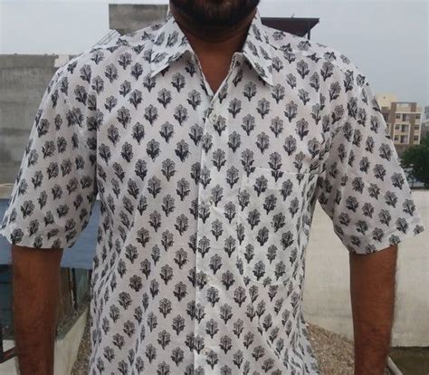 Mens Cotton Shirt Indian Hand Block Printed Shirt Cottan Etsy