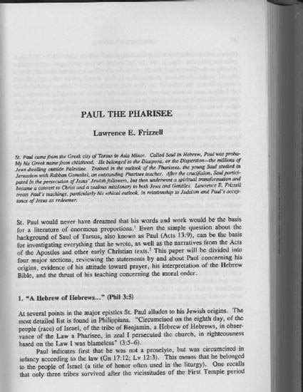 Paul The Pharisee By Reverend Lawrence E Frizzell Dphil