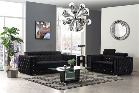 Ufm365 Black Velvet Living Room Set Global Furniture Furniture Cart