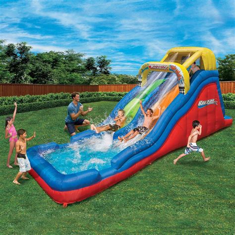 Banzai Double Drop Raceway 2 Lane Inflatable Kids Outdoor Bounce Water