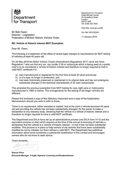 MOT Exemption of Historic Vehicles - a warning from the FBHVC.