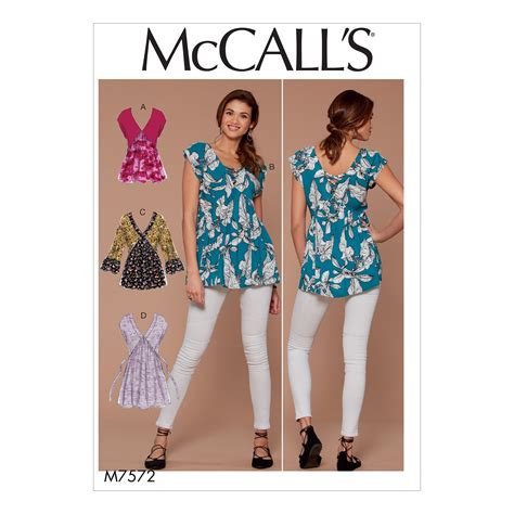 Mccalls Sewing Pattern Misses V Neck Gathered Tops With Sleeve And