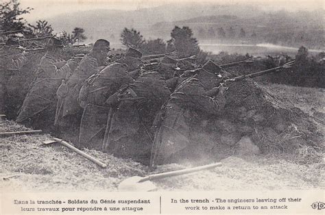 In The Trench The Engineers Leaving Off Their Work To Make A Return