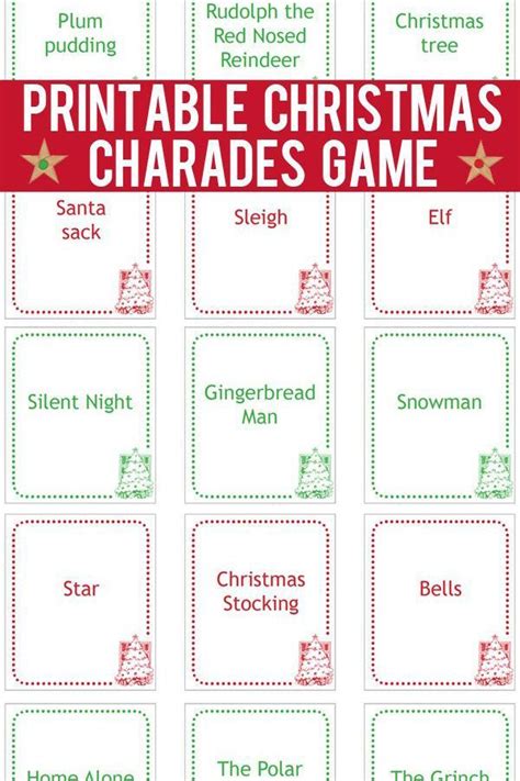 Easy charades ideas for kids. Christmas Charades Game - Printable Game Cards | Game ...