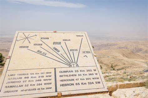 Map On Top Of Mount Neboin Jordan Where Moses Viewed The Holy La