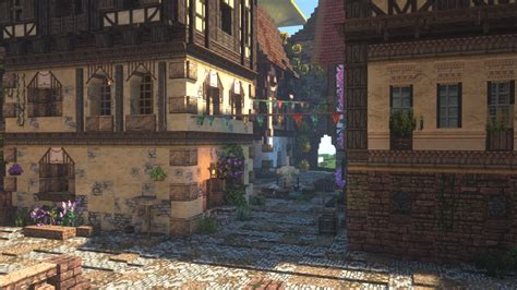 A Beautiful Street Shots Of My Medieval City Avienna Rminecraft