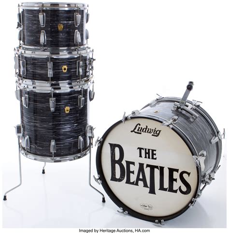 Late 1960s Ludwig Black Oyster Pearl Drum Set Musical Lot 54405