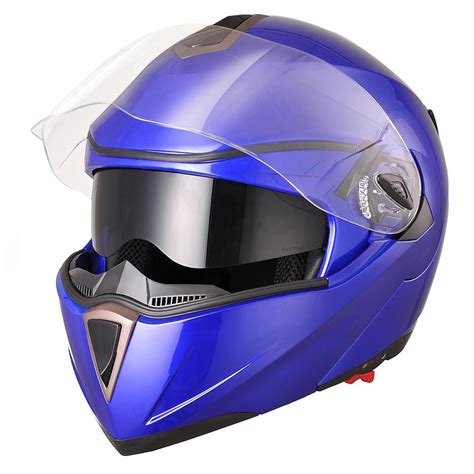 Dot Full Face Flip Up Motorcycle Helmet Dual Visor Bike Race Size