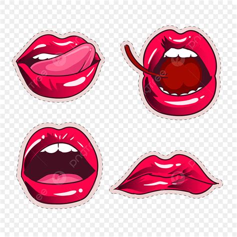 sensual lips vector art png romantic hot red lips sexy and sensual sticker character design set